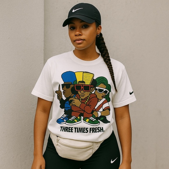 Vintage Nike Three Times Fresh Graphic Tee S White - Picture 1 of 12